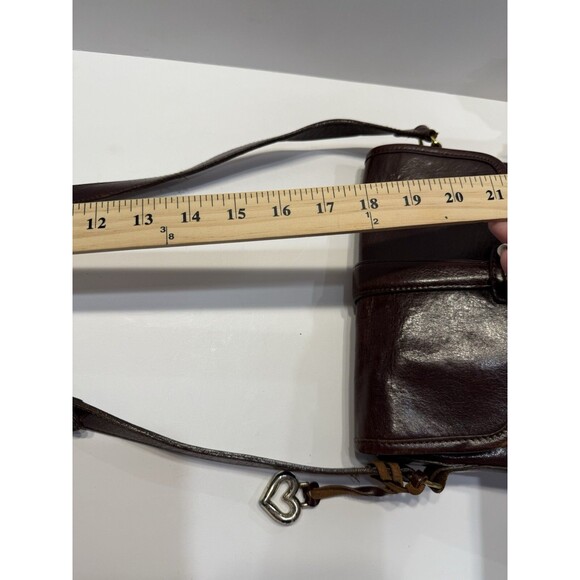 Vtg Brighton Embossed Leather Crossbody Structured Brown 90's Bucket Bag 736135 - Picture 15 of 16